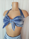 Starlet Ruched Top in Dusty Blue Velvet