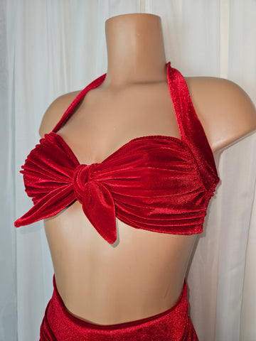 Starlet Ruched Top in Red Velvet