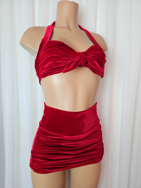 Starlet Ruched Top in Red Velvet