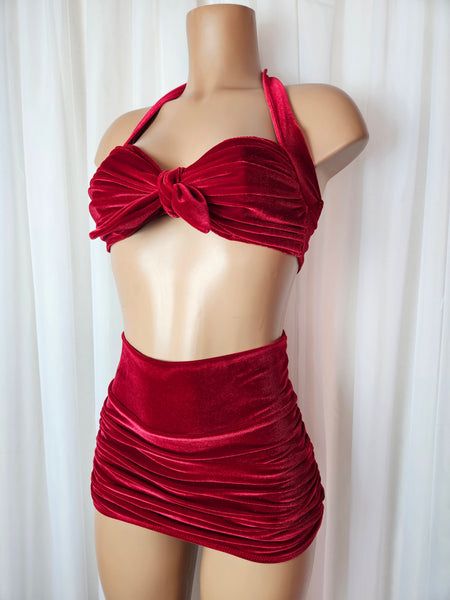 Starlet High Waist Bottom in Red Velvet
