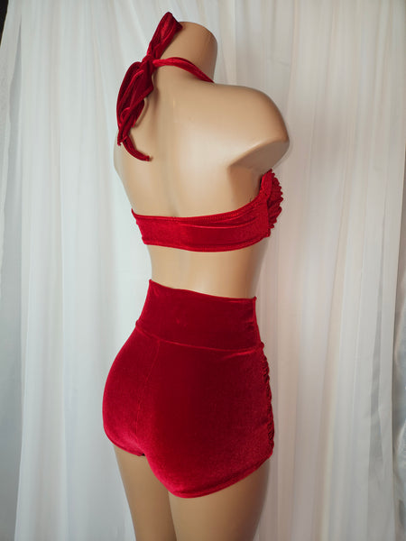 Starlet High Waist Bottom in Red Velvet