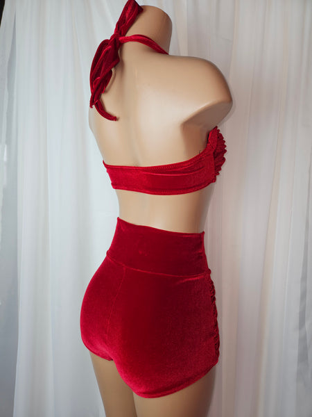 Starlet Ruched Top in Red Velvet