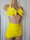Starlet Ruched Top Yellow Velvet
