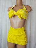 Starlet Ruched Top Yellow Velvet