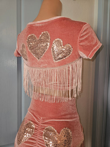 LONELY HEARTS in MAUVE ROSE CROP TOP