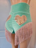 LONELY HEARTS SHIMMY BOTTOM in MINT and MAUVE
