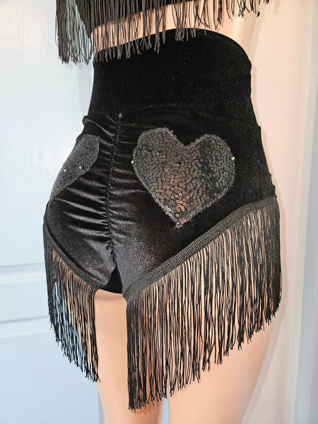 LONELY HEARTS SHIMMY BOTTOM in BLACK VELVET