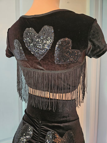 LONELY HEARTS in BLACK CROP TOP