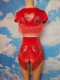 LONELY HEARTS in RED CROP TOP