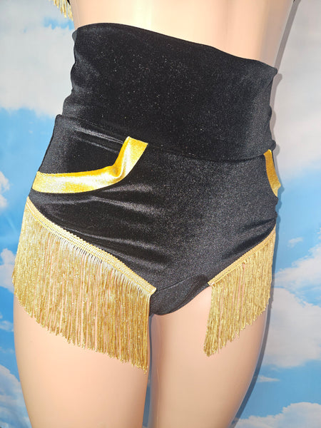 LONESTAR SHIMMY BOTTOM in BLACK VELVET With GOLD STARS
