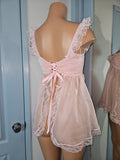 BABYDOLL in Pink Velvet with Lace Size MED