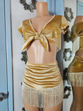 LONESTAR SHIMMY BOTTOM in BROWN VELVET With GOLD HEARTS