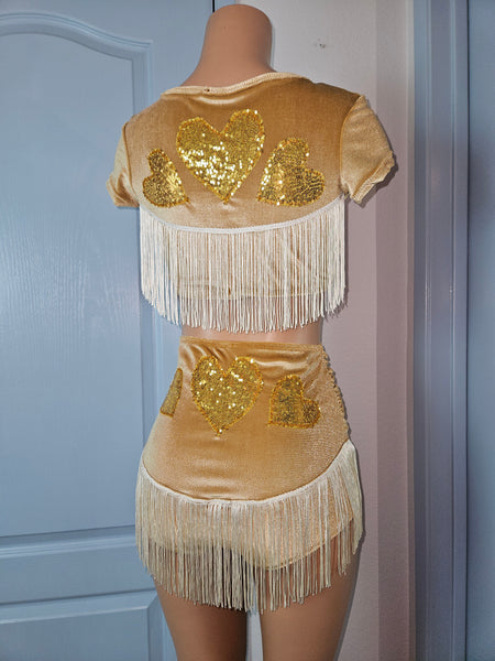 LONESTAR in TAN CROP TOP with HEARTS