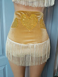 LONESTAR SHIMMY BOTTOM in BROWN VELVET With GOLD HEARTS