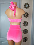 Starlet High Waist Bottom in Hotpink Velvet