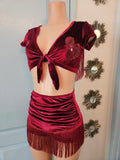 LONESTAR in MAROON CROP TOP with HEARTS