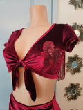 LONESTAR in MAROON CROP TOP with HEARTS