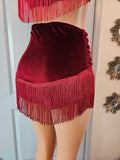 LONESTAR SHIMMY BOTTOM in MAROON VELVET With MAROON HEARTS