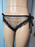 Darling 1960s Style BabyDoll Set- BLACK STAR MESH