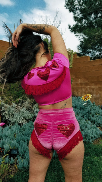 LOVE-STRUCK HOT PINK CROP TOP