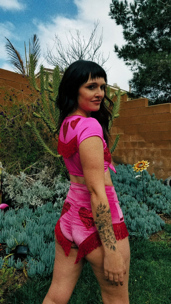 LOVE-STRUCK HOT PINK CROP TOP