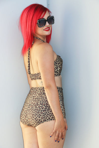 GIGI Leopard Retro High Waist Bikini Bottom
