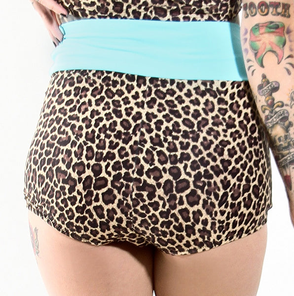 FINAL SALE FRISKY Leopard and Mint Retro Bikini Bottom With Bow