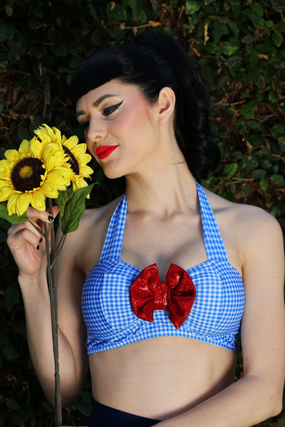 FINAL SALE RUBY SLIPPERS Blue Gingham Bikini Top