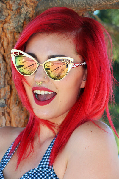 Butterfly Sunnies in Silver and Pink