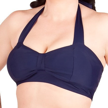 CANDICE Retro Inspired Navy Halter Top