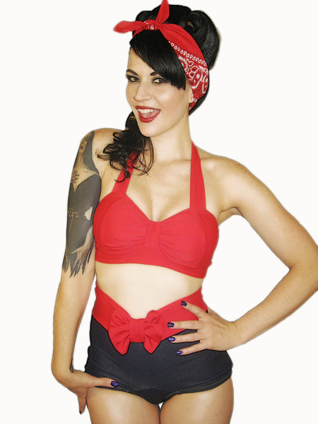 WINK Red Retro Bikini Top